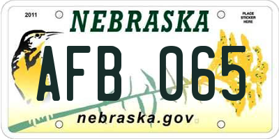 NE license plate AFB065