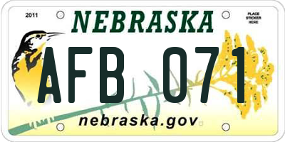 NE license plate AFB071