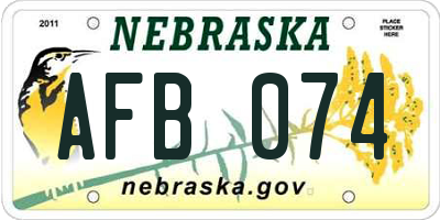 NE license plate AFB074
