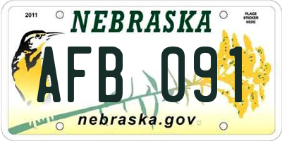 NE license plate AFB091