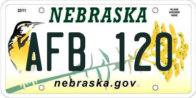 NE license plate AFB120