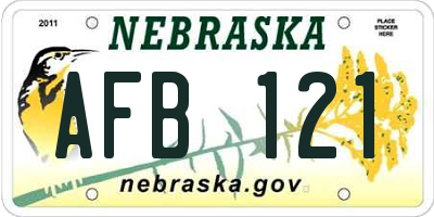 NE license plate AFB121