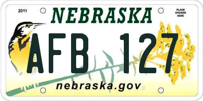 NE license plate AFB127