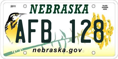 NE license plate AFB128