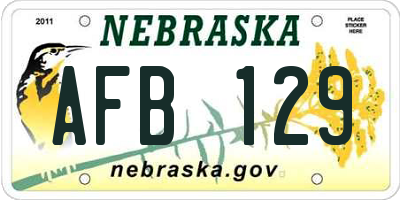 NE license plate AFB129