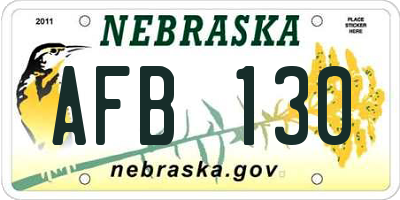 NE license plate AFB130