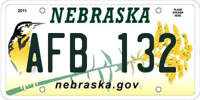 NE license plate AFB132