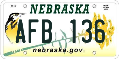 NE license plate AFB136