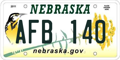 NE license plate AFB140