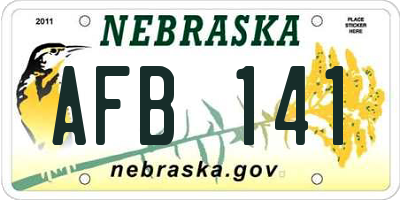 NE license plate AFB141