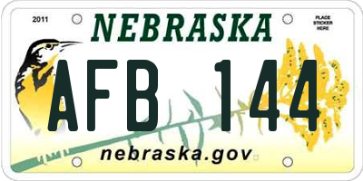 NE license plate AFB144