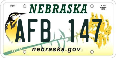 NE license plate AFB147