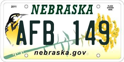 NE license plate AFB149