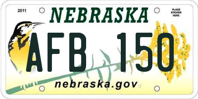 NE license plate AFB150