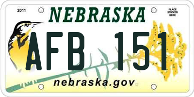 NE license plate AFB151