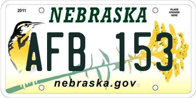 NE license plate AFB153