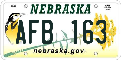 NE license plate AFB163