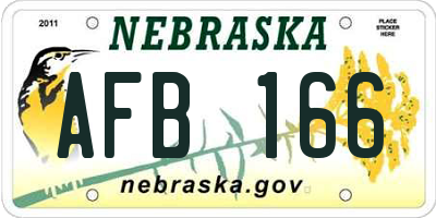 NE license plate AFB166