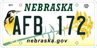 NE license plate AFB172