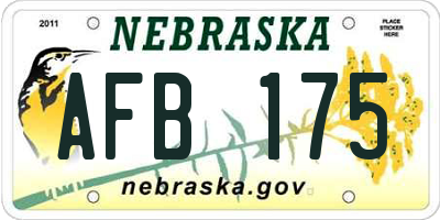 NE license plate AFB175