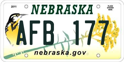 NE license plate AFB177