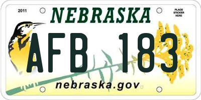 NE license plate AFB183