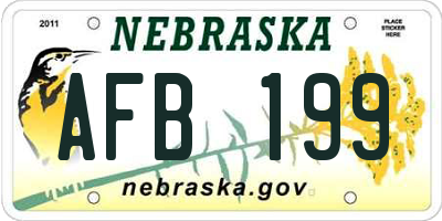 NE license plate AFB199