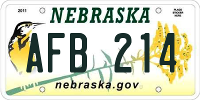 NE license plate AFB214