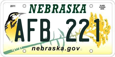 NE license plate AFB221