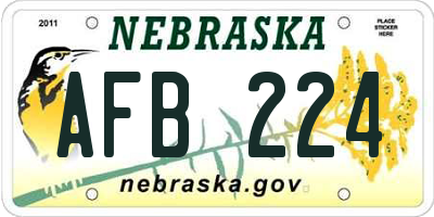 NE license plate AFB224