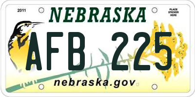 NE license plate AFB225