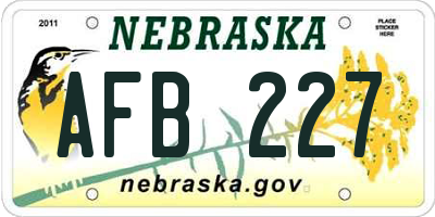 NE license plate AFB227