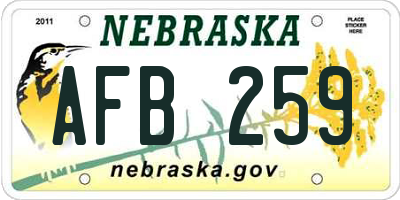 NE license plate AFB259