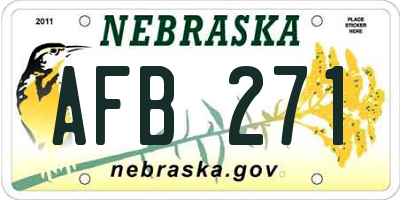 NE license plate AFB271