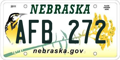 NE license plate AFB272