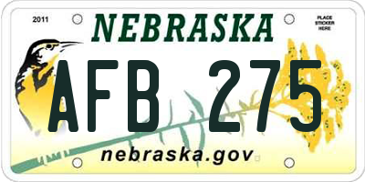 NE license plate AFB275