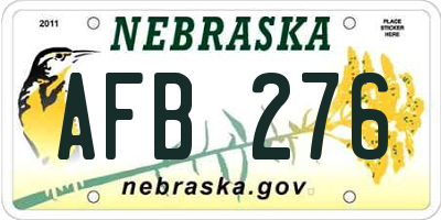 NE license plate AFB276