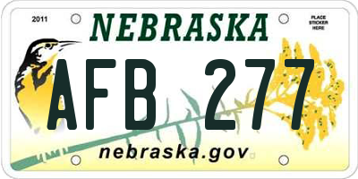 NE license plate AFB277