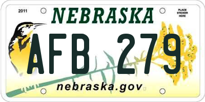 NE license plate AFB279