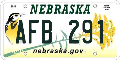 NE license plate AFB291