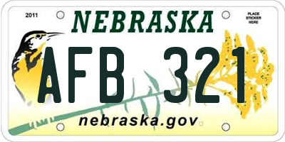 NE license plate AFB321
