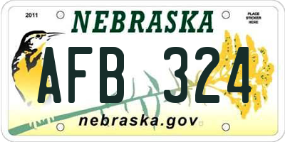 NE license plate AFB324