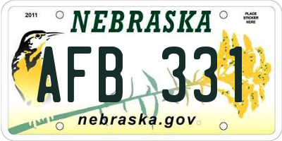 NE license plate AFB331