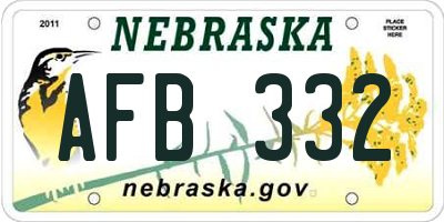 NE license plate AFB332