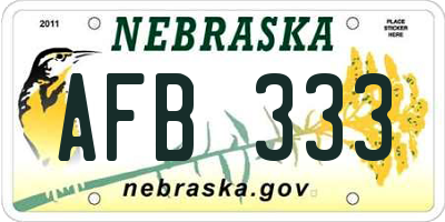 NE license plate AFB333