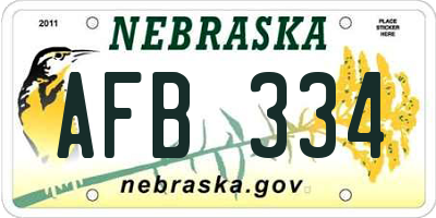 NE license plate AFB334