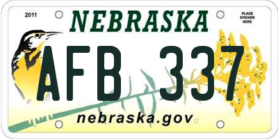 NE license plate AFB337