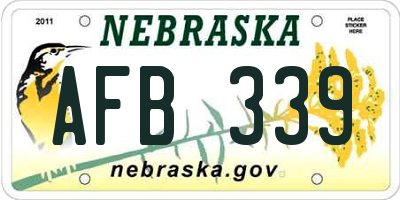 NE license plate AFB339