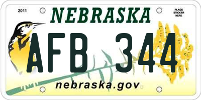NE license plate AFB344