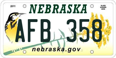 NE license plate AFB358